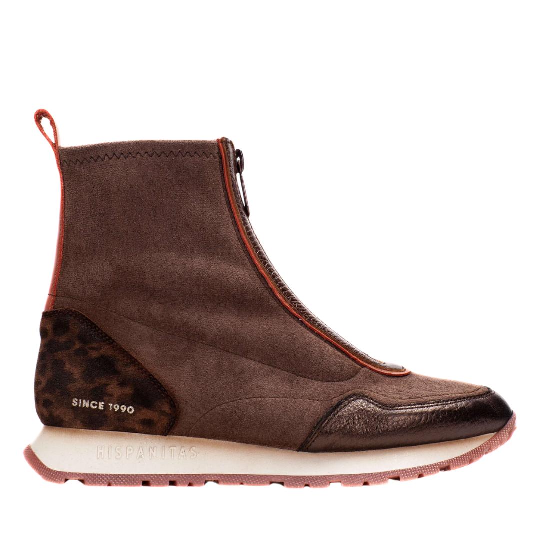 DAMES BOOTS+KORT LAARS-Bruin leer