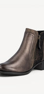 DAMES BOOTS+KORT LAARS-Brons leer