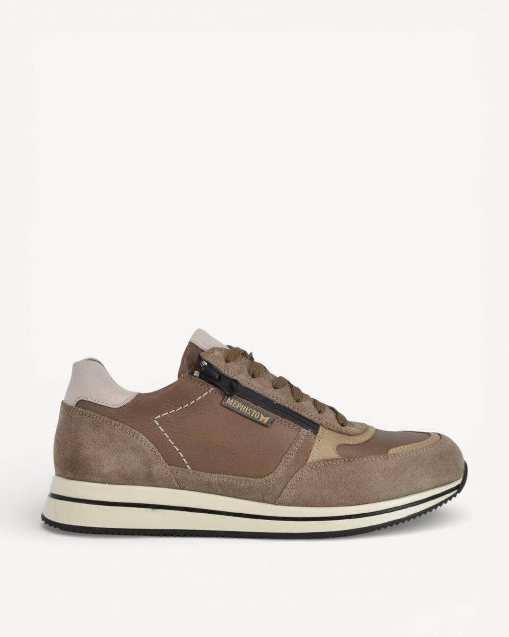 Heren veterschoenen-Beige leer