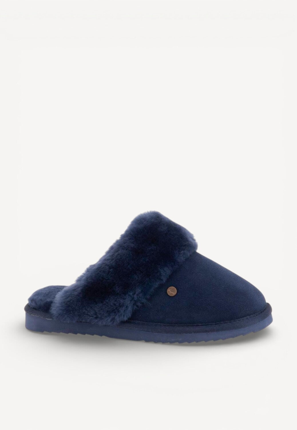 Dames muil pantoffels-Blauw suède/nubuck