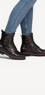 DAMES BOOTS+KORT LAARS-Bruin leer