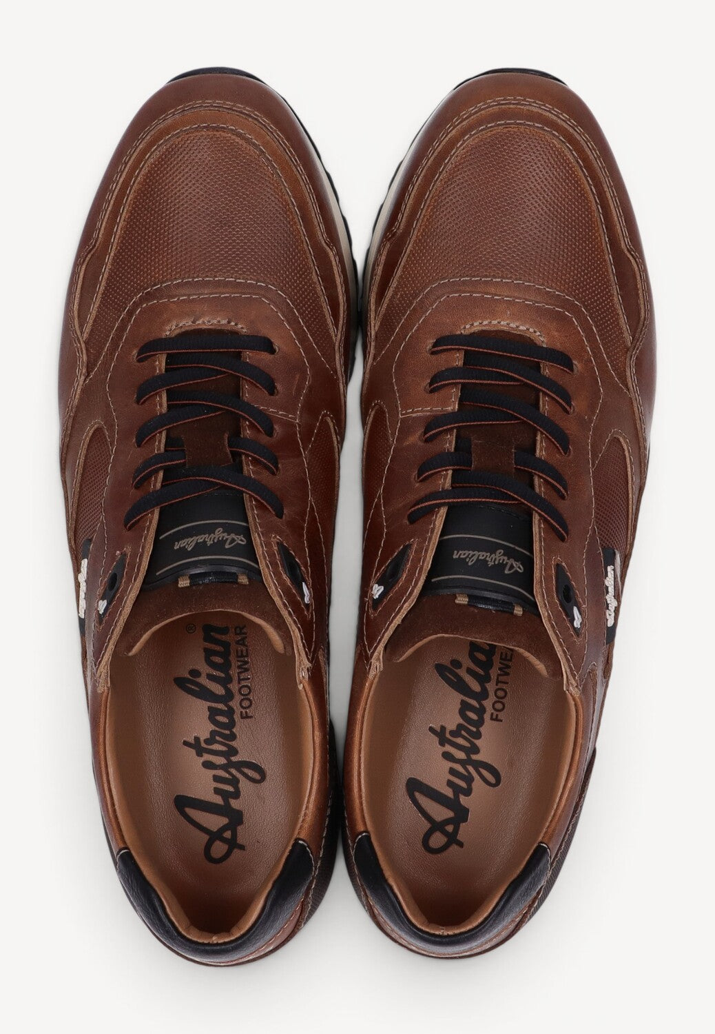 Heren veterschoenen-Bruin leer