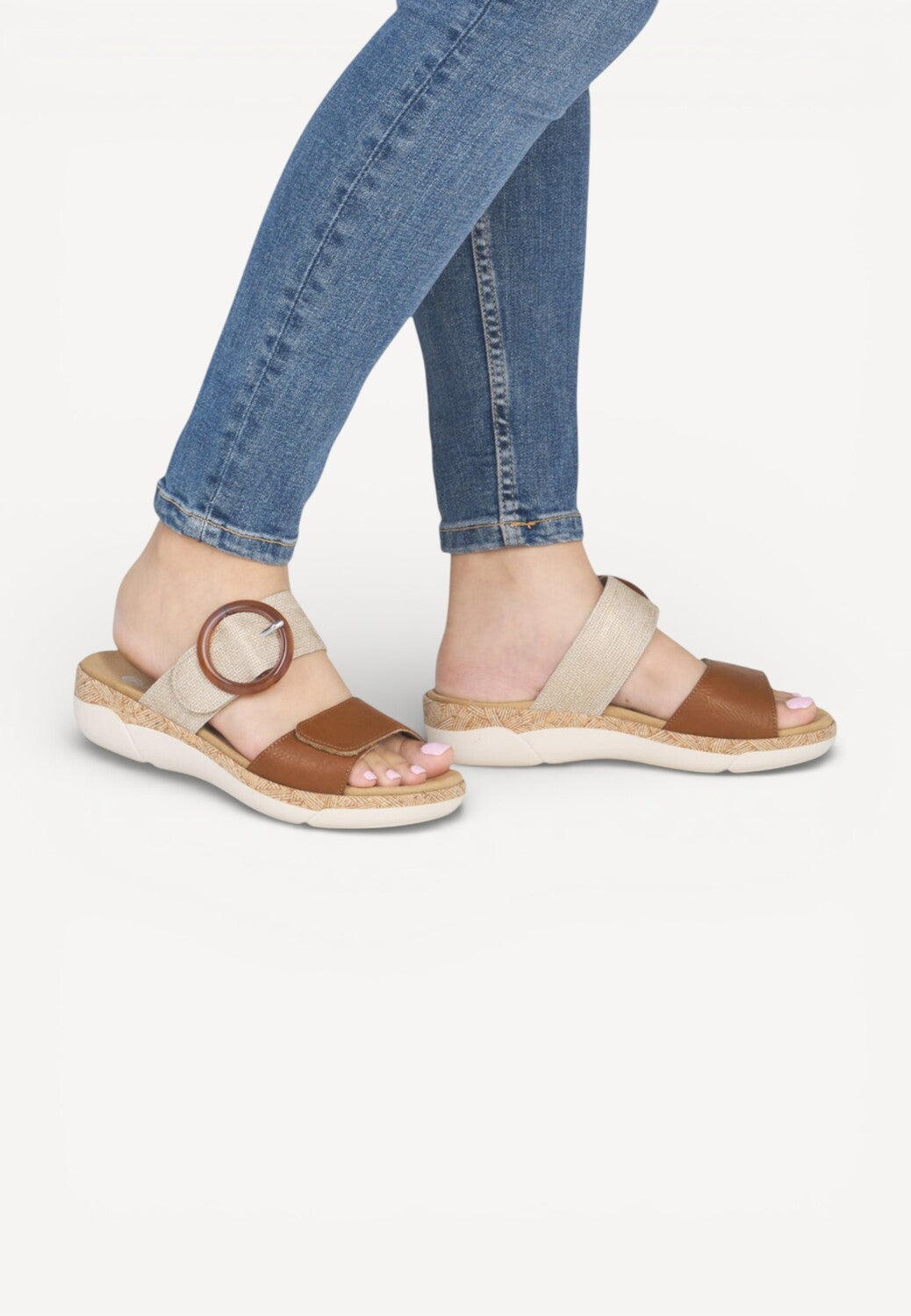 DAMES OPEN SCHOENEN-Bruin combi kleur