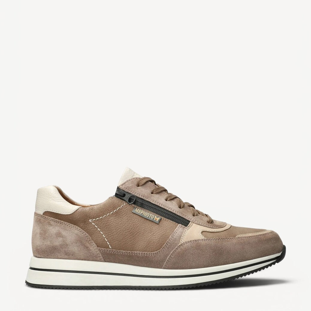 Heren veterschoenen-Beige leer