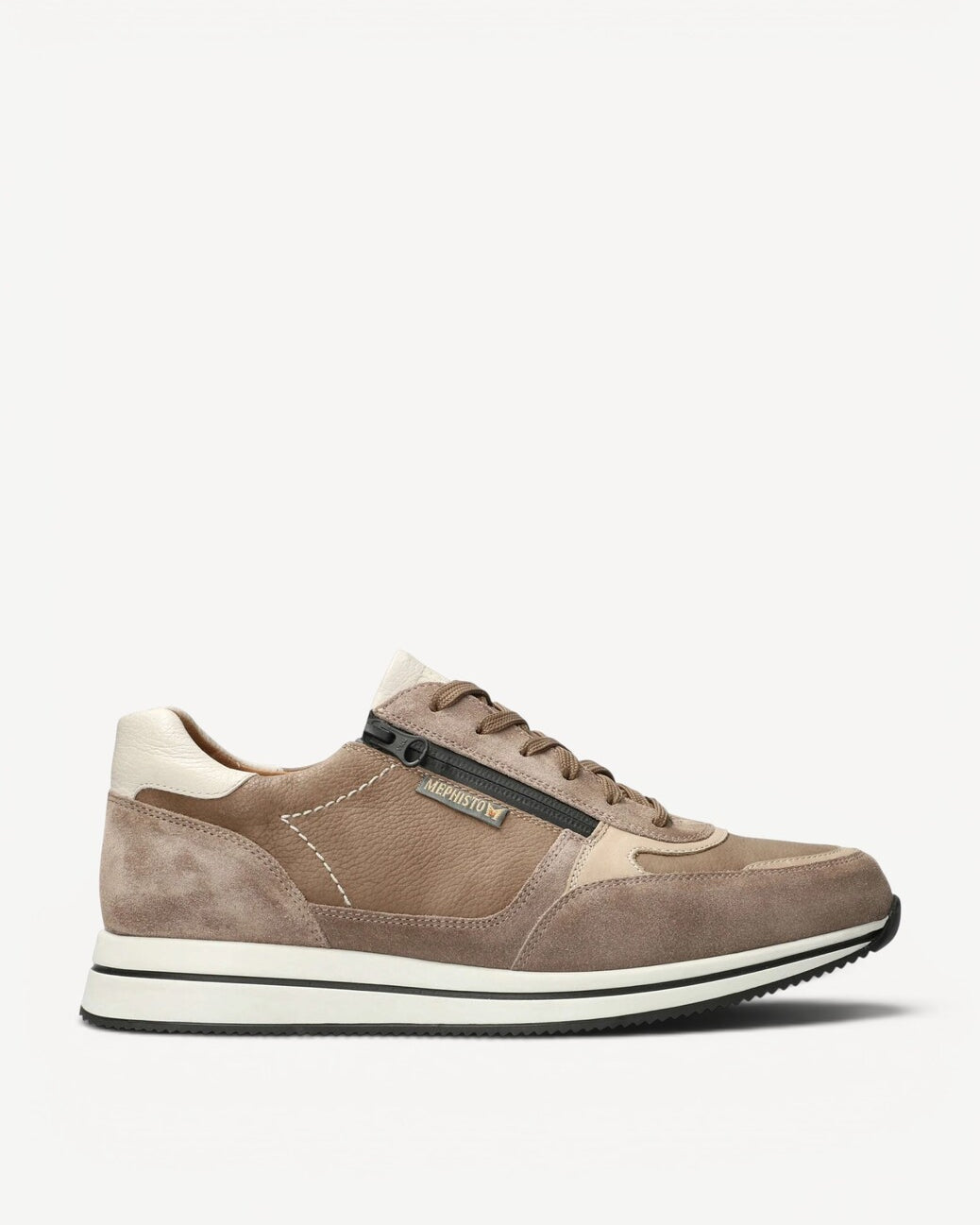 Heren veterschoenen-Beige leer
