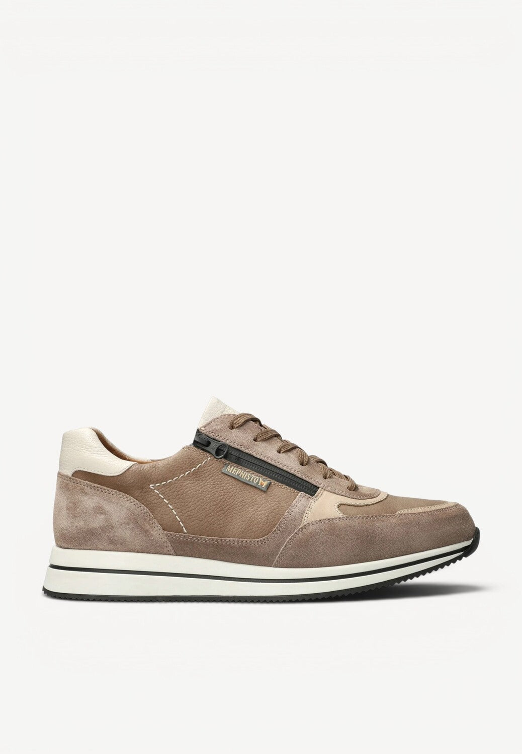 Heren veterschoenen-Beige leer