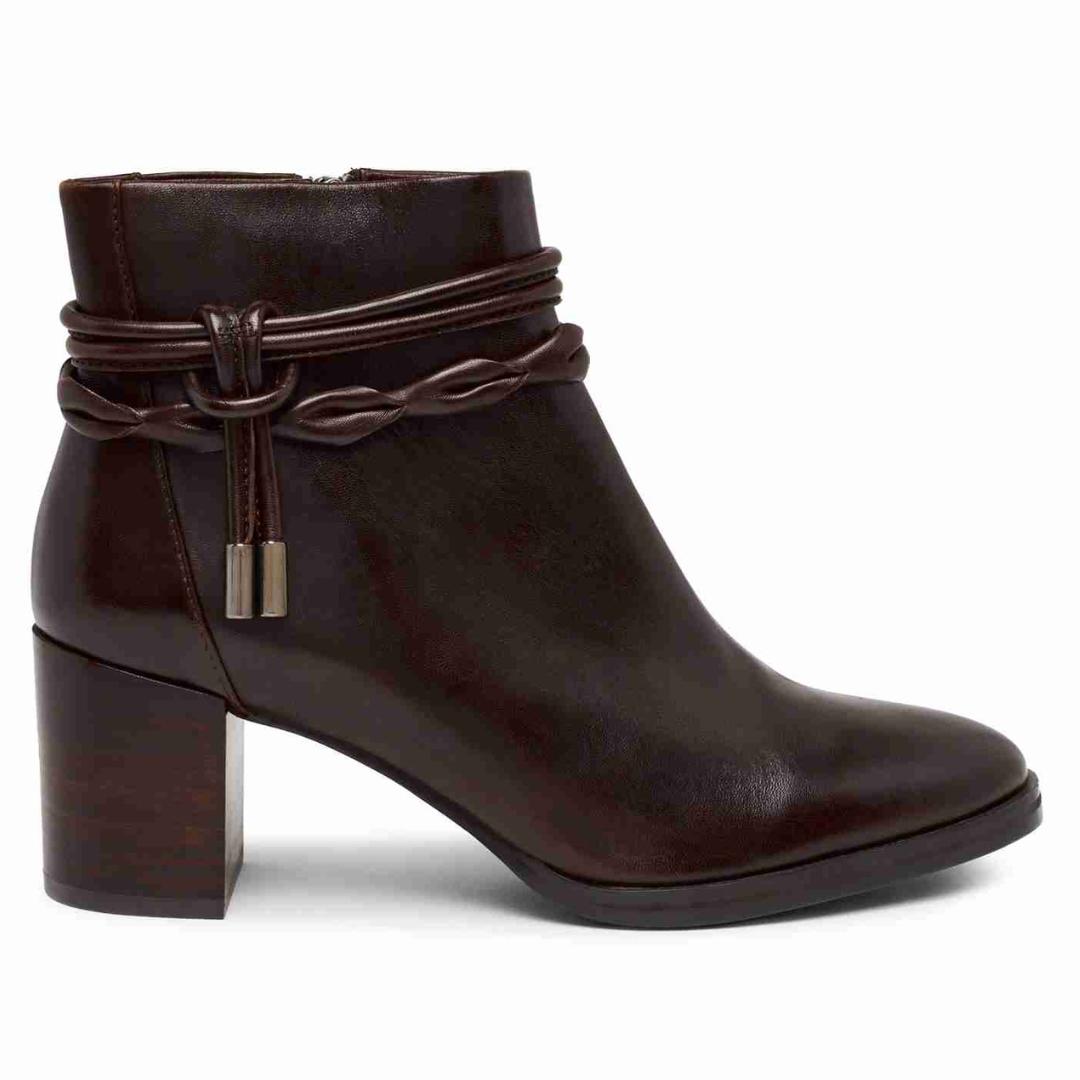 DAMES BOOTS+KORT LAARS-Bruin leer