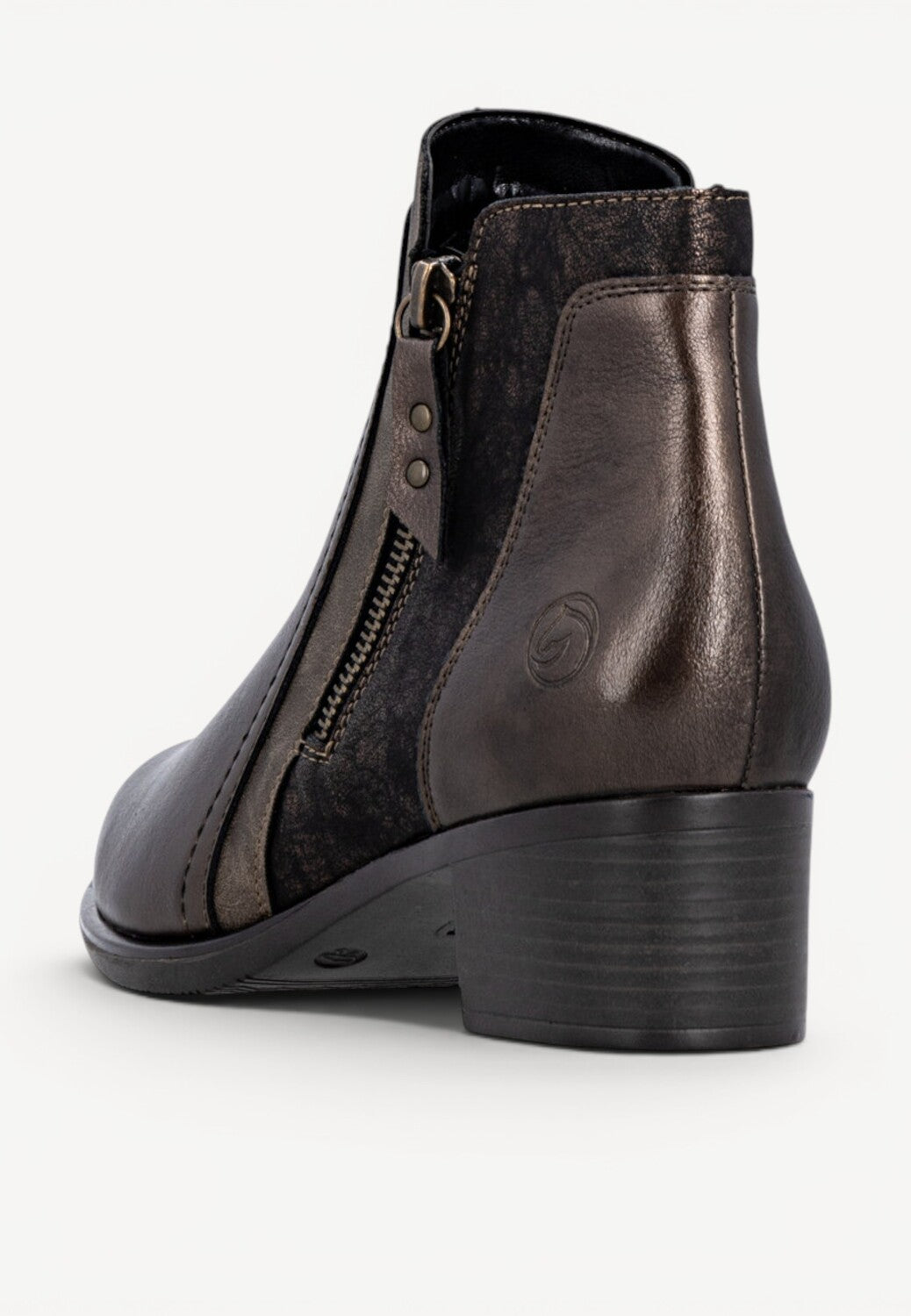 DAMES BOOTS+KORT LAARS-Brons leer