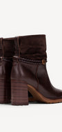 DAMES BOOTS+KORT LAARS-Bruin leer