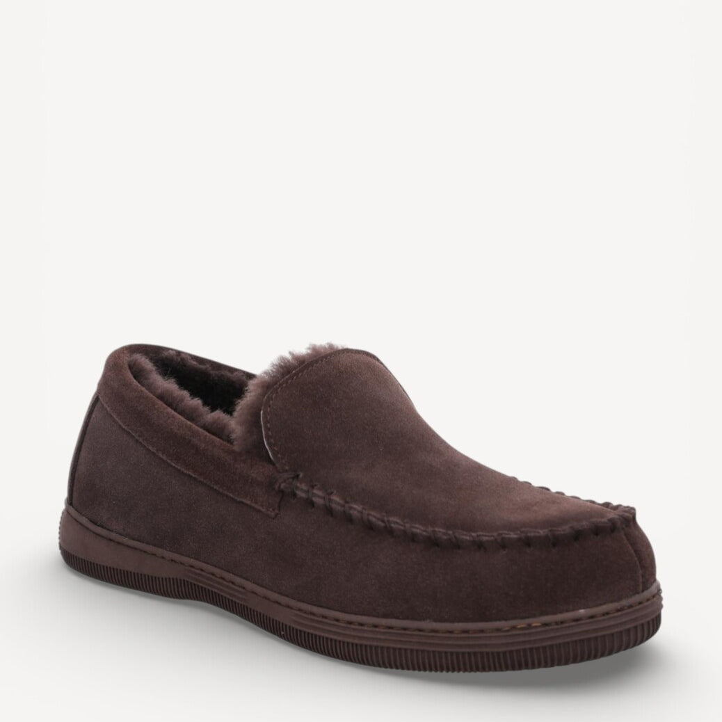 Heren dichte pantoffels-Bruin suède