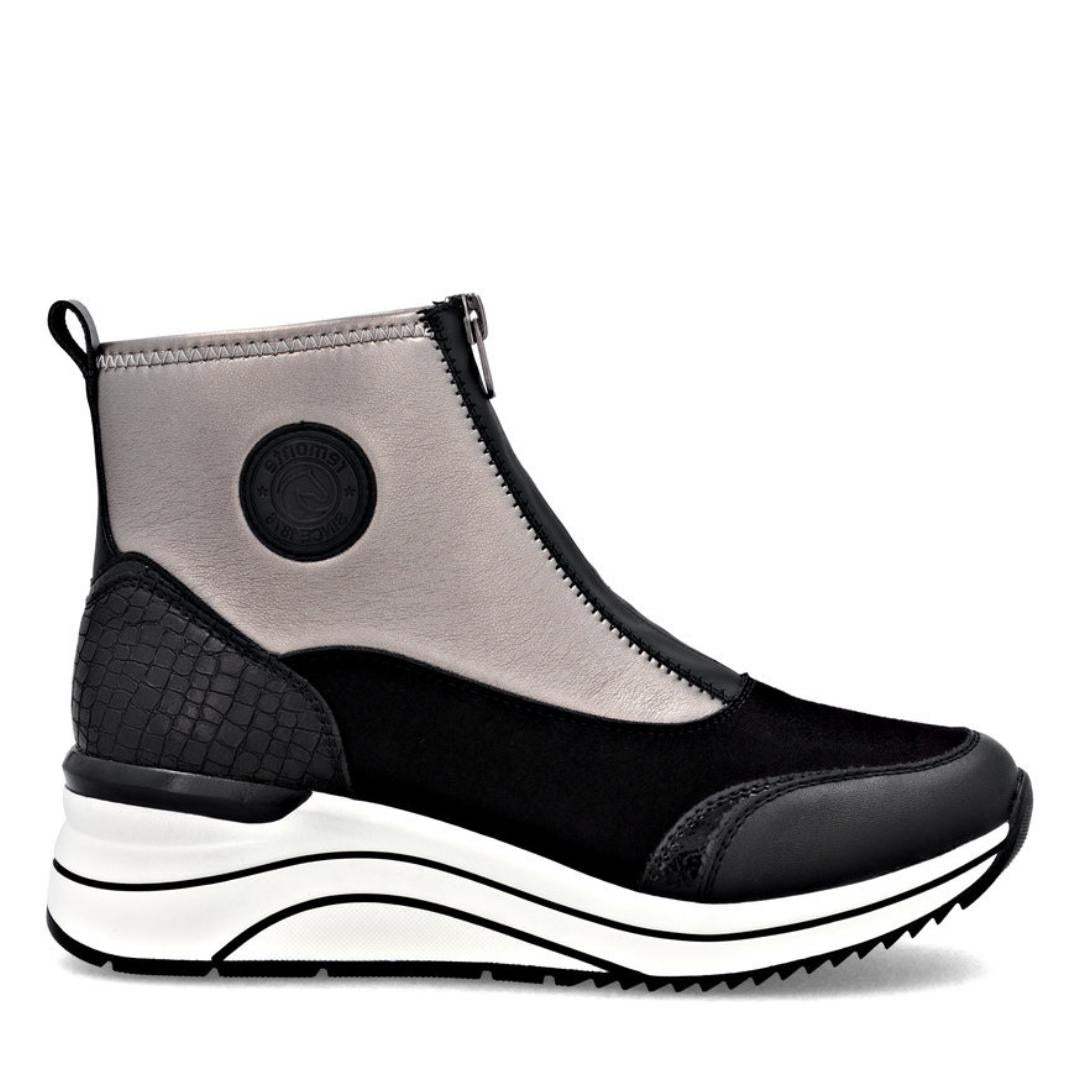 DAMES BOOTS+KORT LAARS-Zwart combi kleur