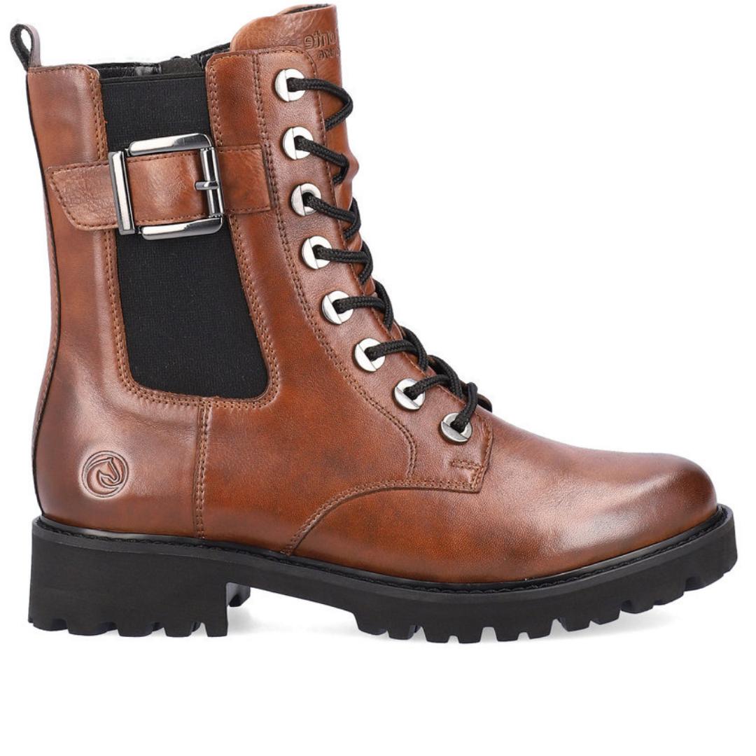 DAMES BOOTS+KORT LAARS-Bruin leer