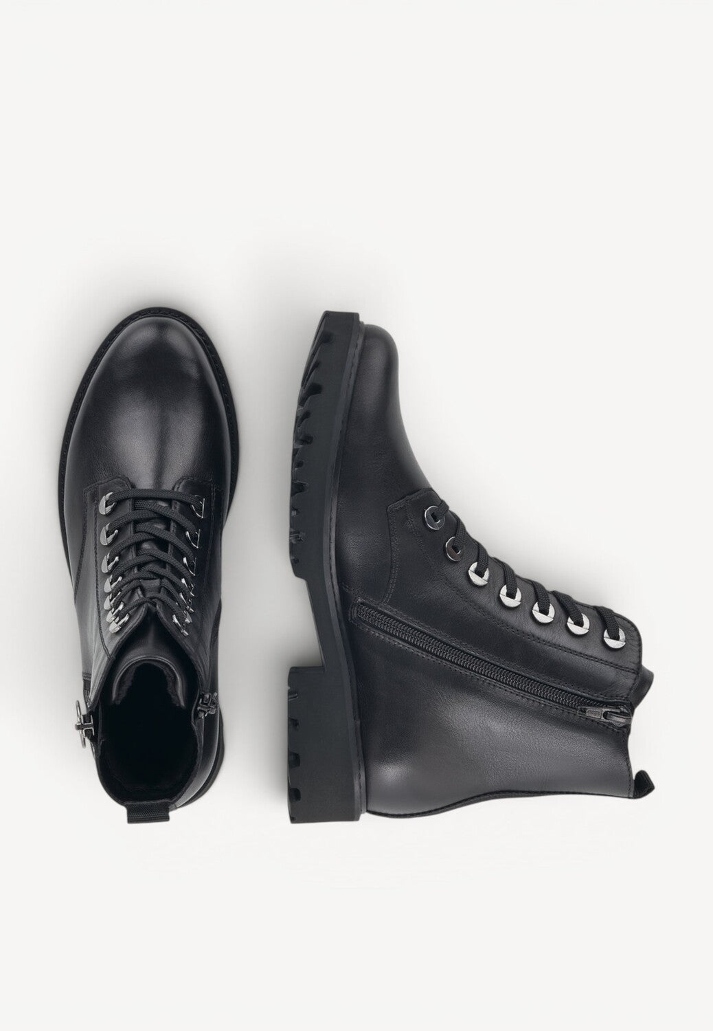 DAMES BOOTS+KORT LAARS-Zwart leer