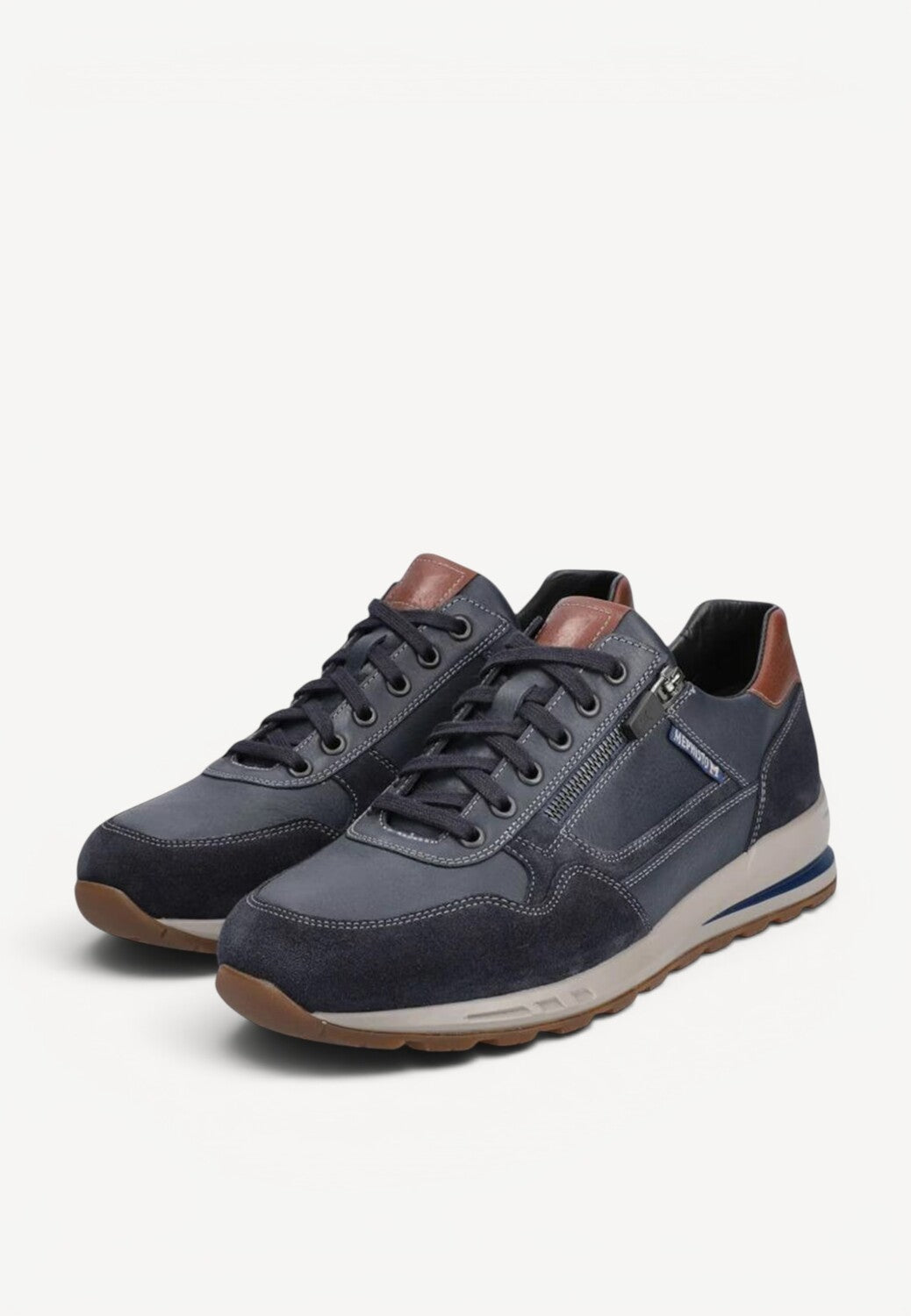 Heren veterschoenen-Blauw leer