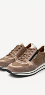 Heren veterschoenen-Beige leer