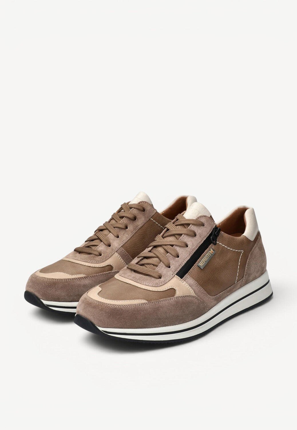 Heren veterschoenen-Beige leer