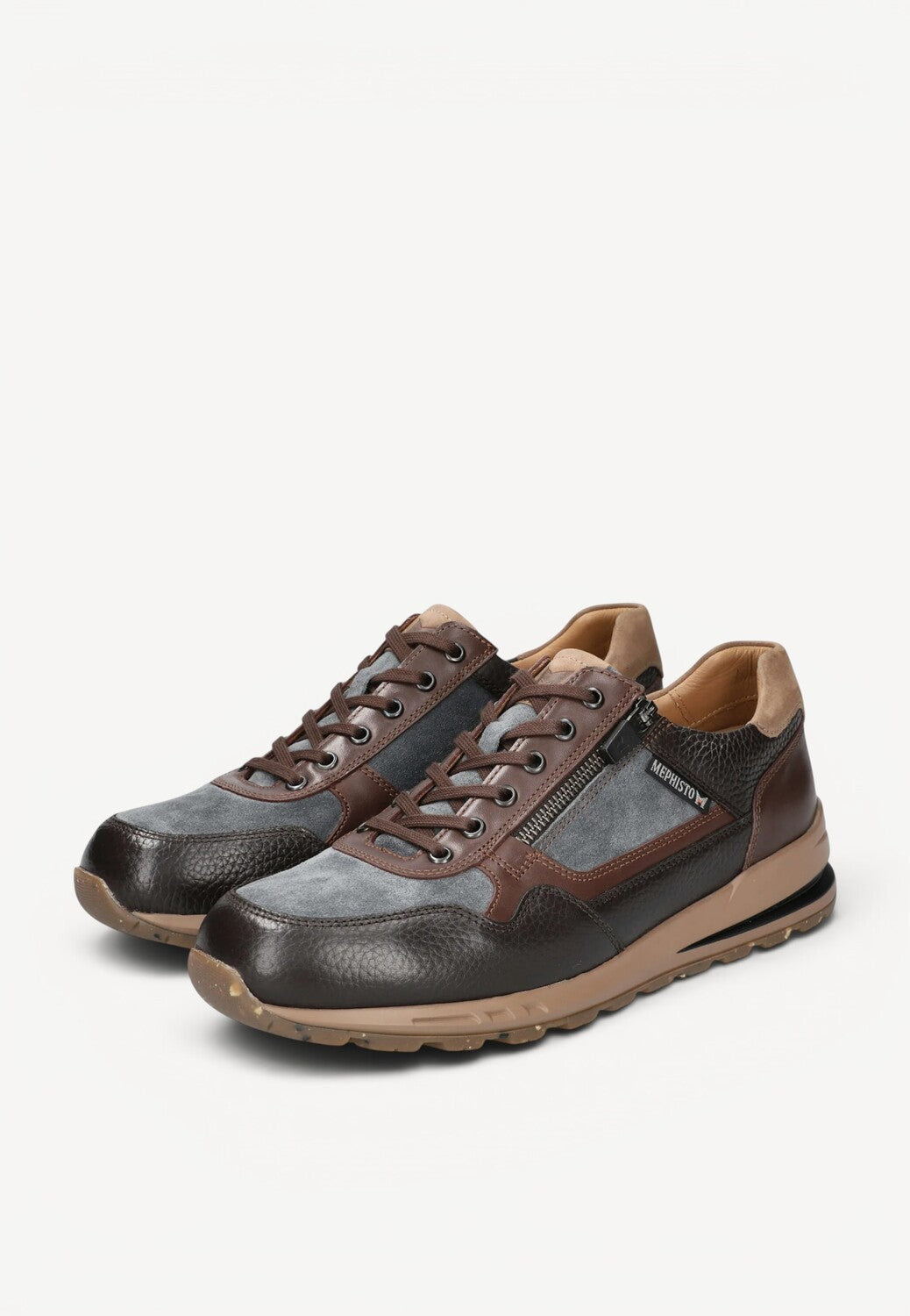 Heren veterschoenen-Bruin combi kleur