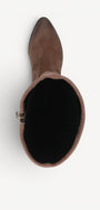 DAMESLAARS LANG/HALFHOOG-Beige suède/nubuck
