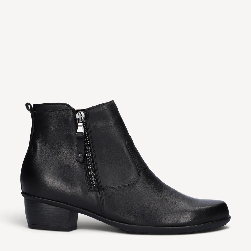DAMES BOOTS+KORT LAARS-Zwart leer