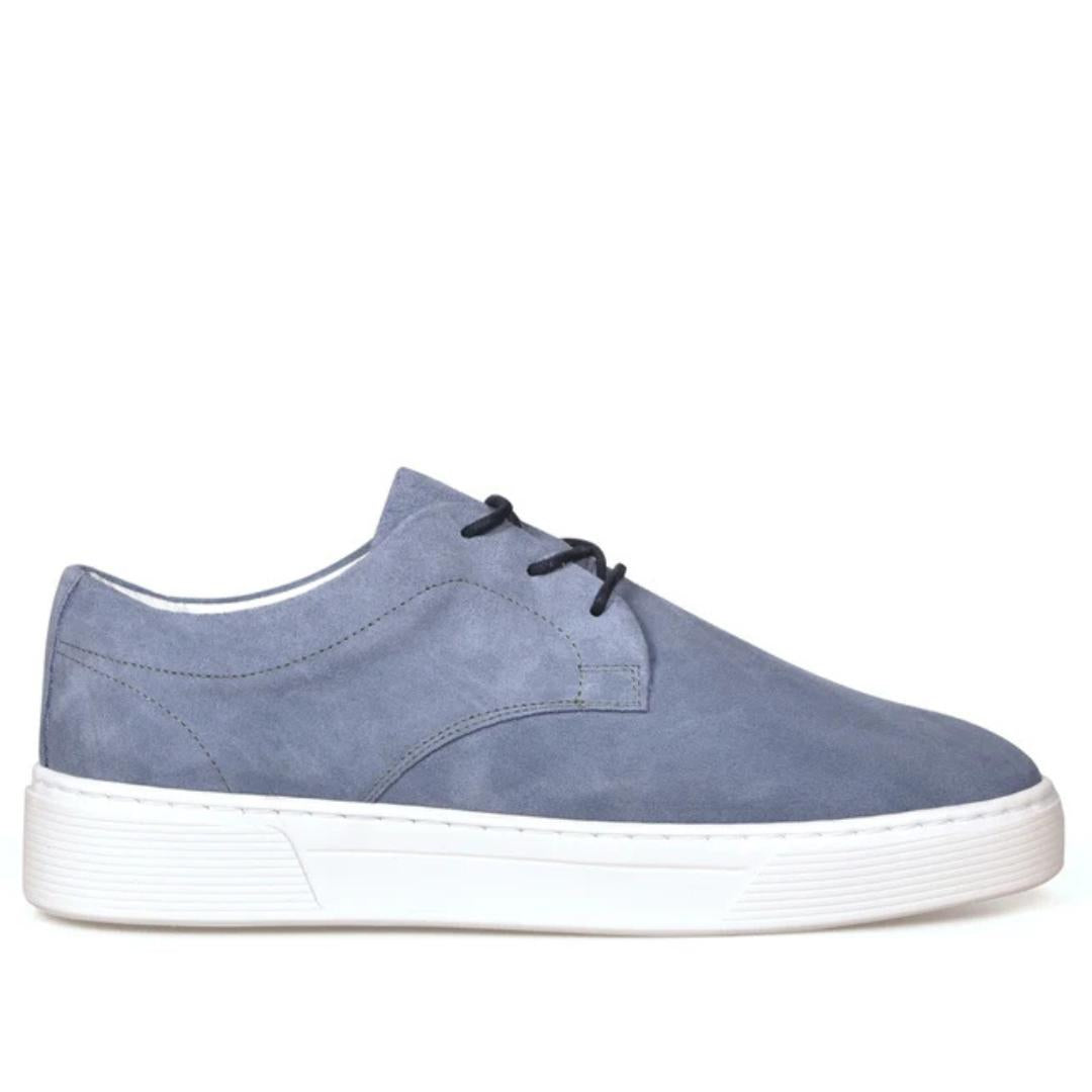 Heren veterschoenen-Blauw suède/nubuck