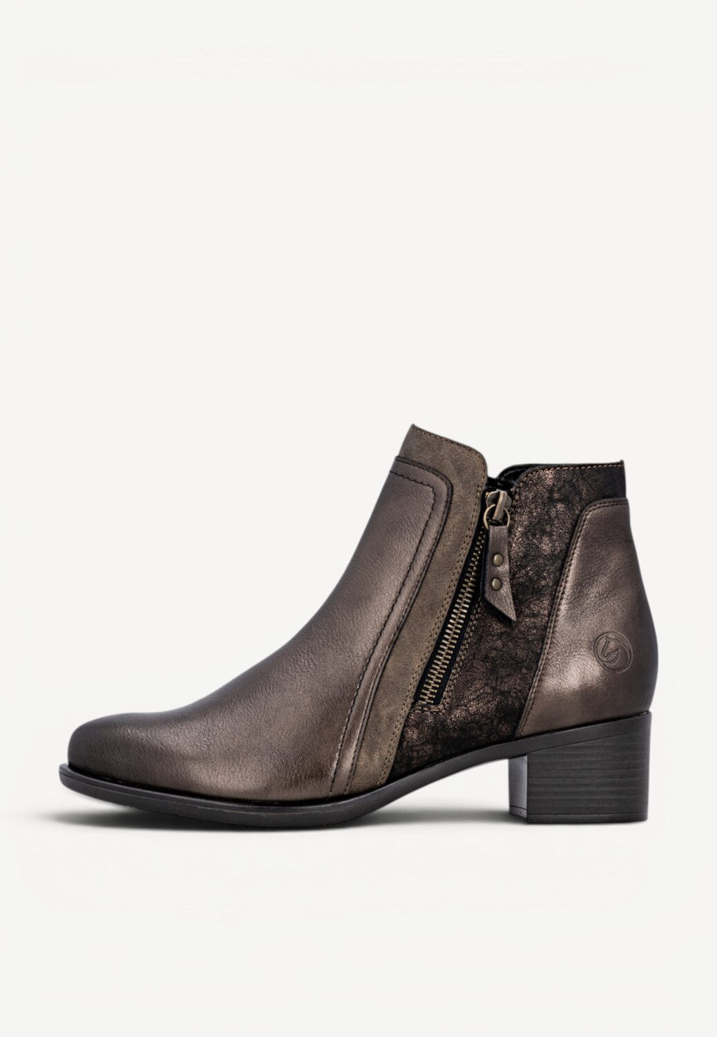 DAMES BOOTS+KORT LAARS-Brons leer