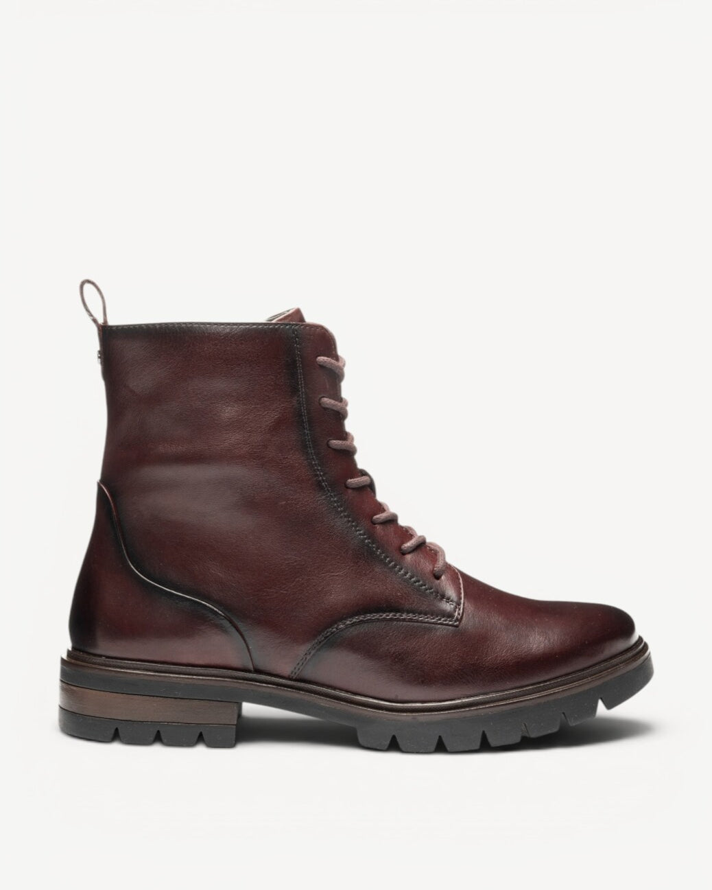 DAMES BOOTS+KORT LAARS-Rood leer