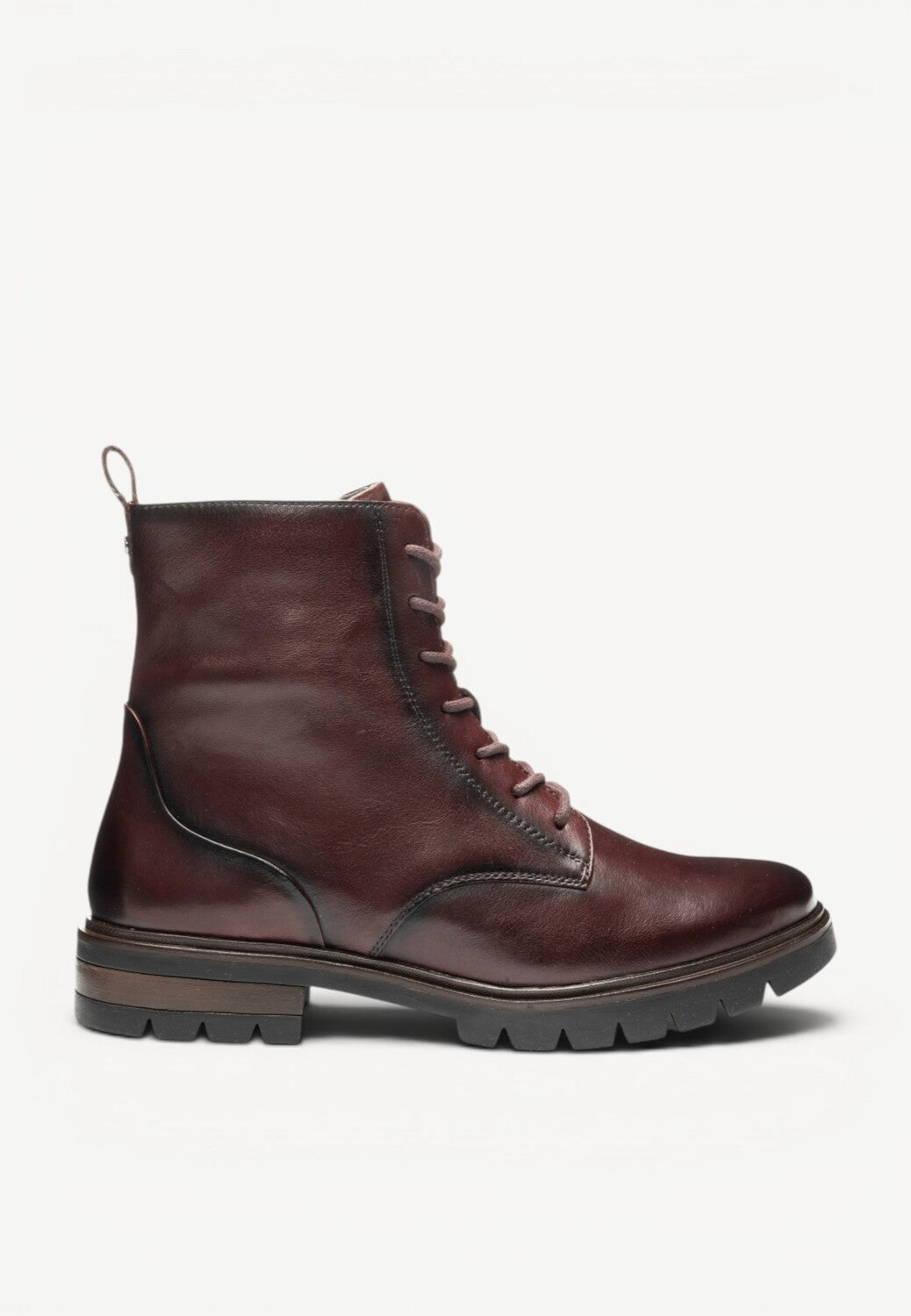 DAMES BOOTS+KORT LAARS-Rood leer