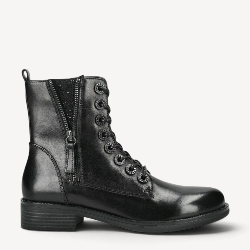 DAMES BOOTS+KORT LAARS-Zwart leer