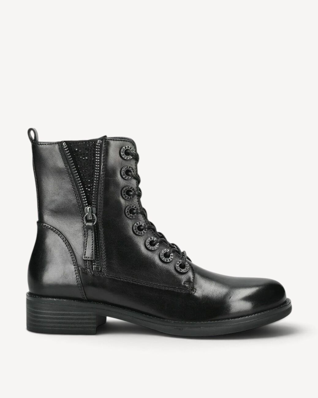 DAMES BOOTS+KORT LAARS-Zwart leer