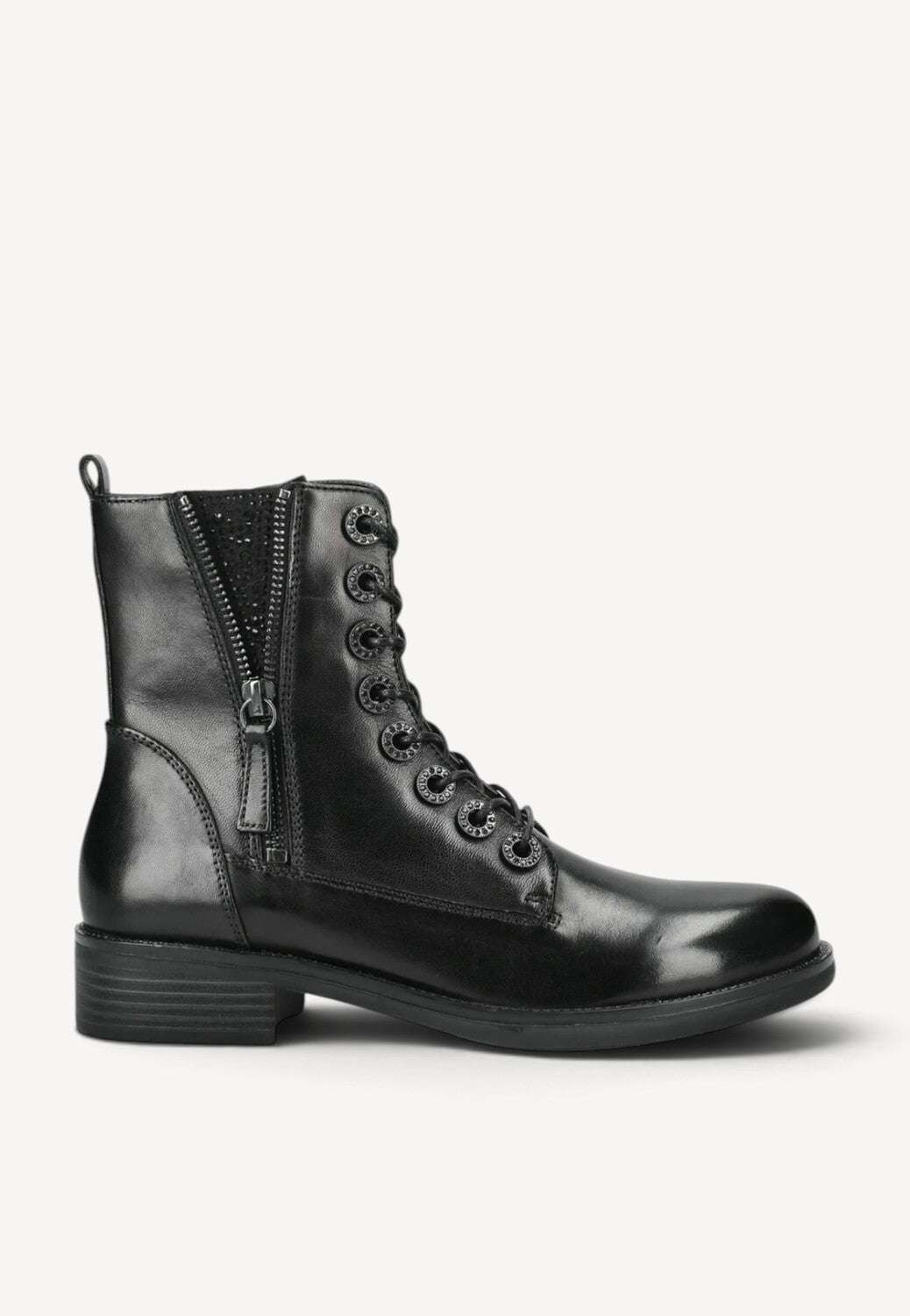 DAMES BOOTS+KORT LAARS-Zwart leer