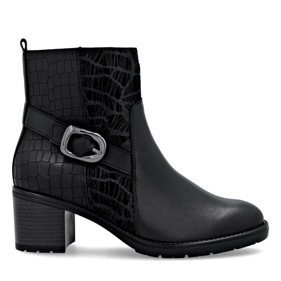 DAMES BOOTS+KORT LAARS-Zwart leer
