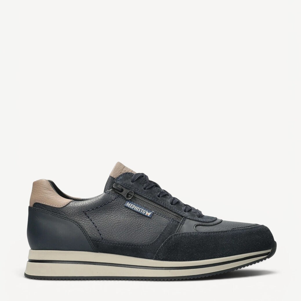 Heren veterschoenen-Blauw leer