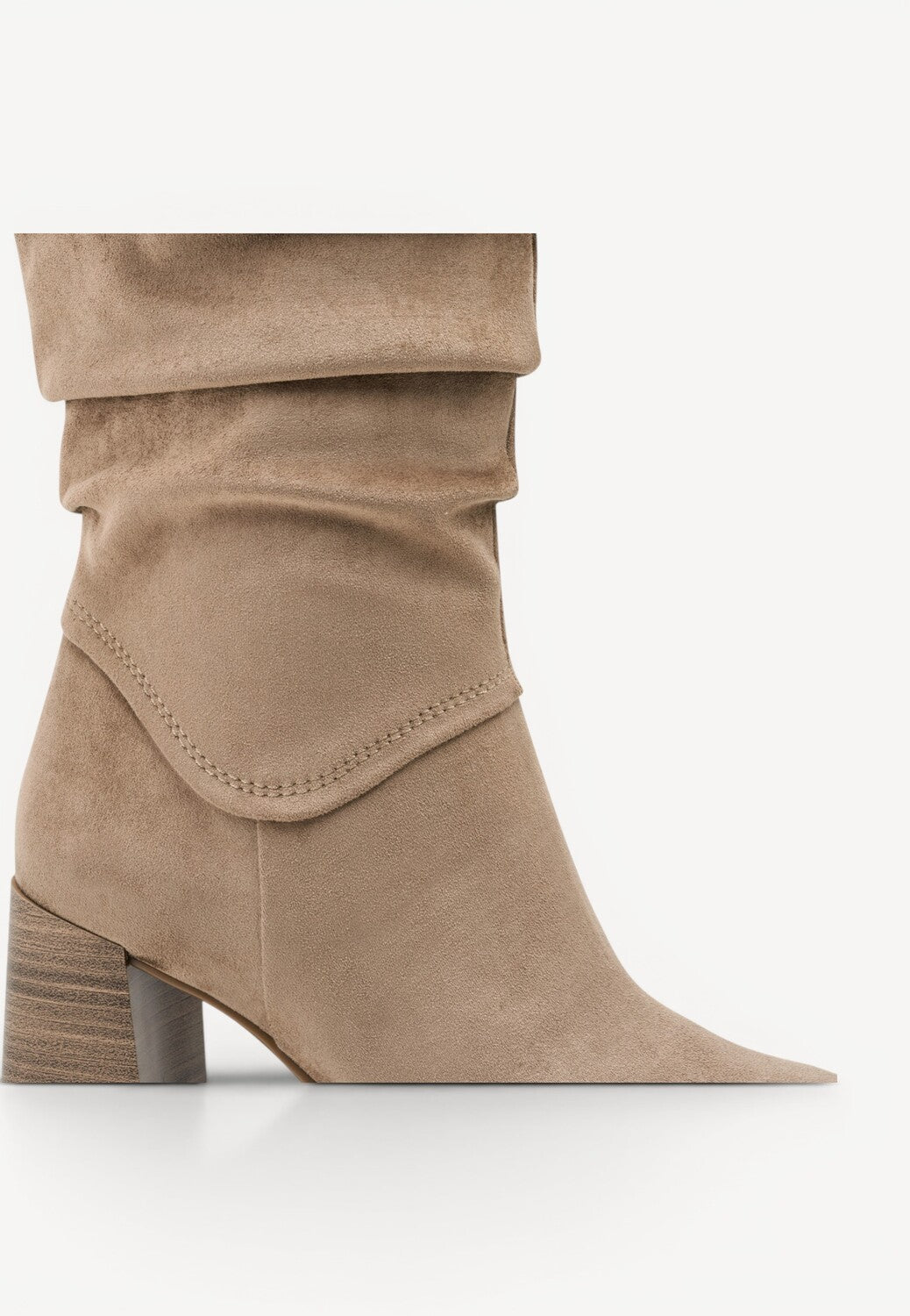 DAMESLAARS LANG/HALFHOOG-Beige suède/nubuck
