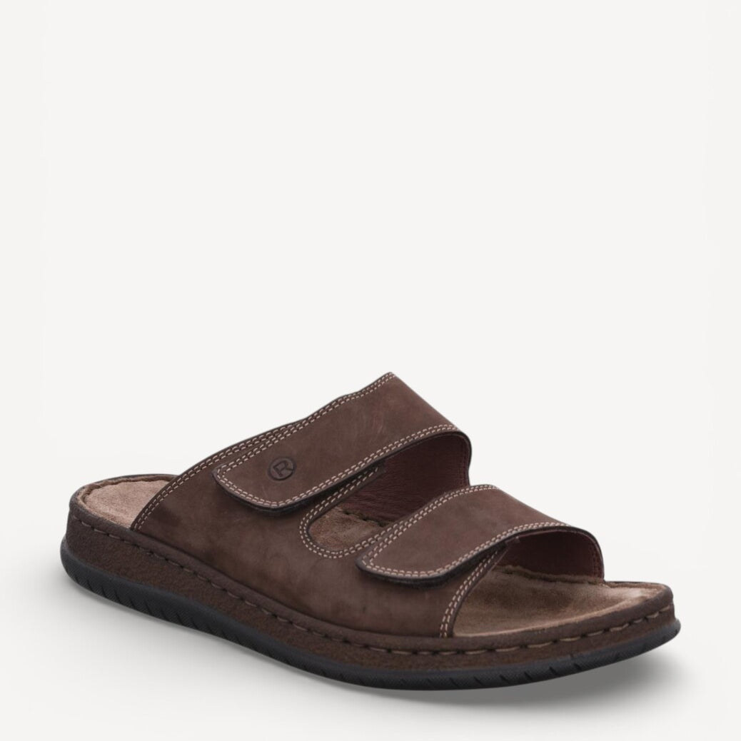 HE SLIPPER/SAND-Bruin leer