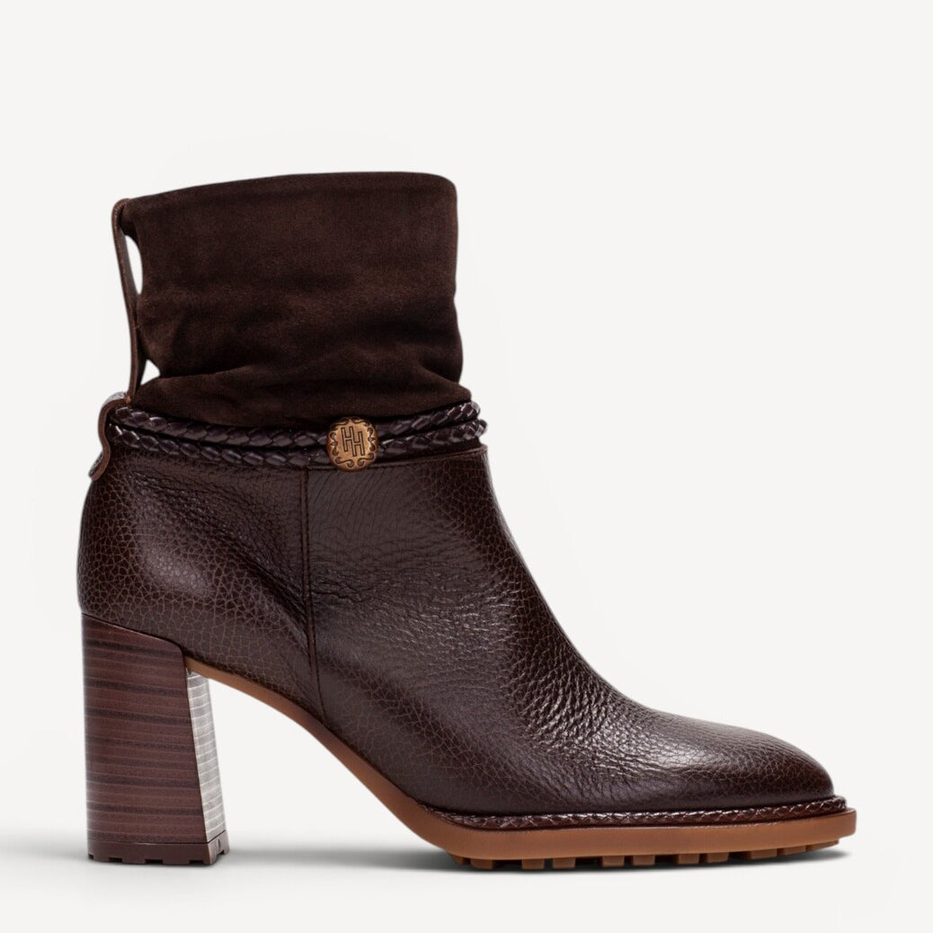 DAMES BOOTS+KORT LAARS-Bruin leer