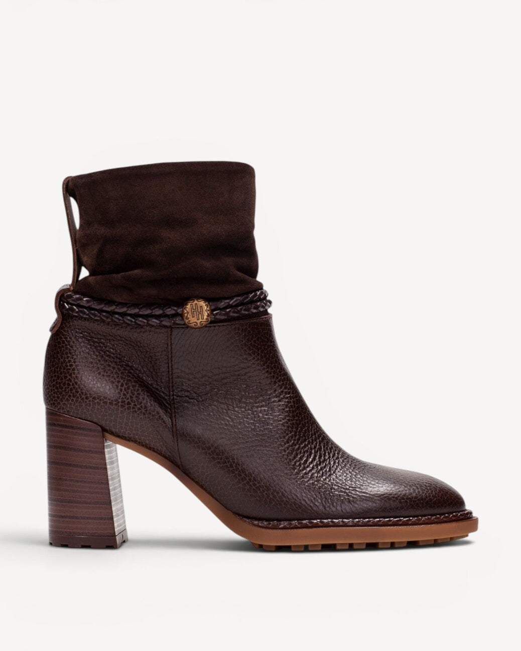 DAMES BOOTS+KORT LAARS-Bruin leer