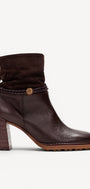 DAMES BOOTS+KORT LAARS-Bruin leer
