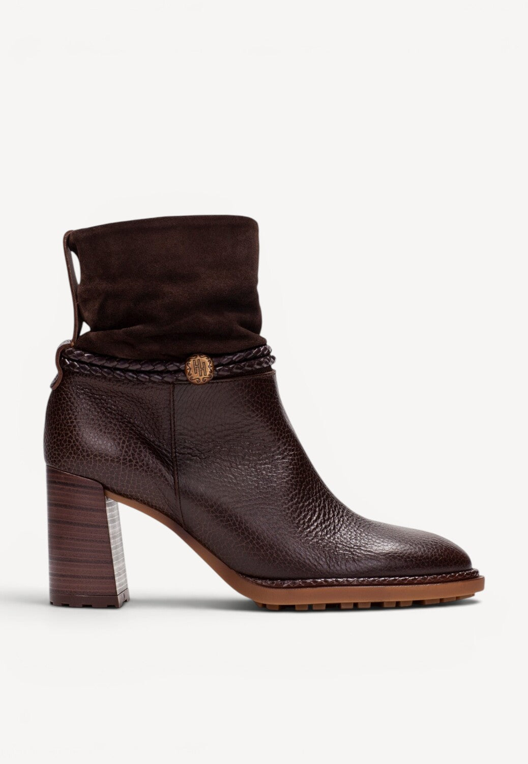 DAMES BOOTS+KORT LAARS-Bruin leer