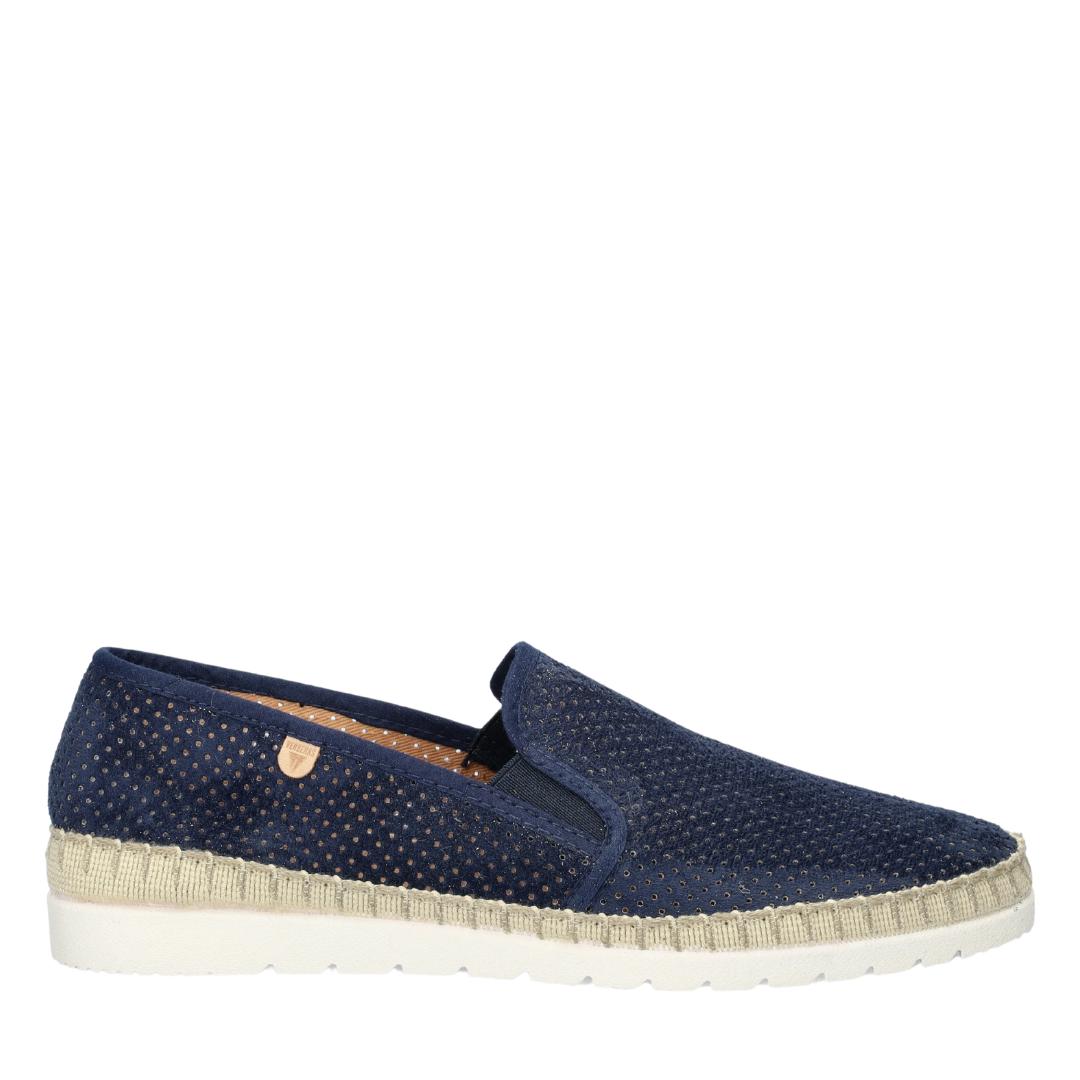 Heren instapper-Blauw suède/nubuck