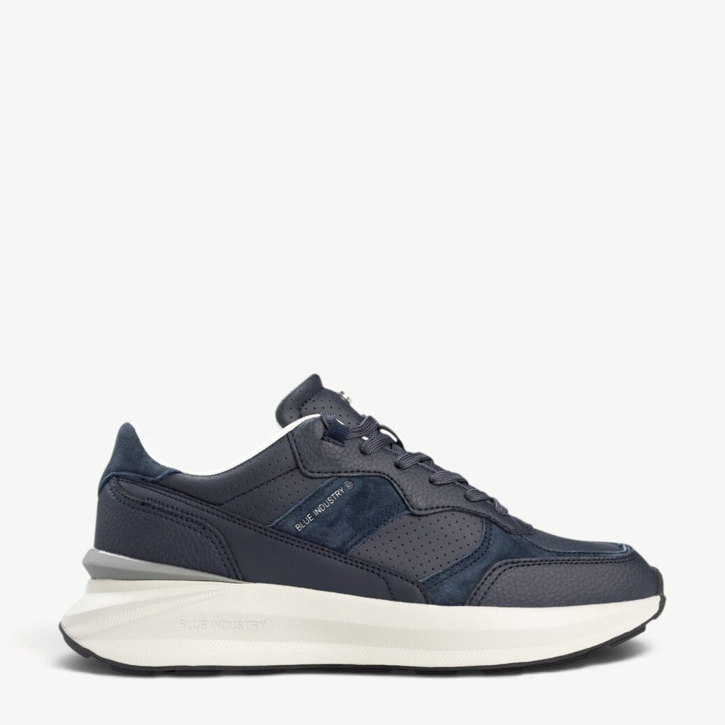 Heren veterschoenen-Blauw leer