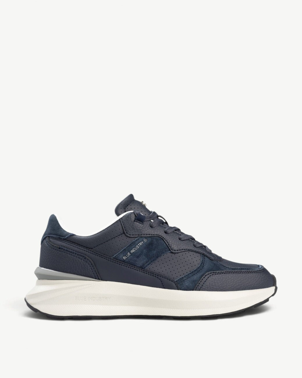 Heren veterschoenen-Blauw leer