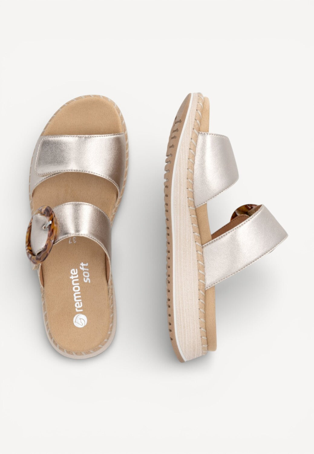 DAMES OPEN SCHOENEN-Goud leer