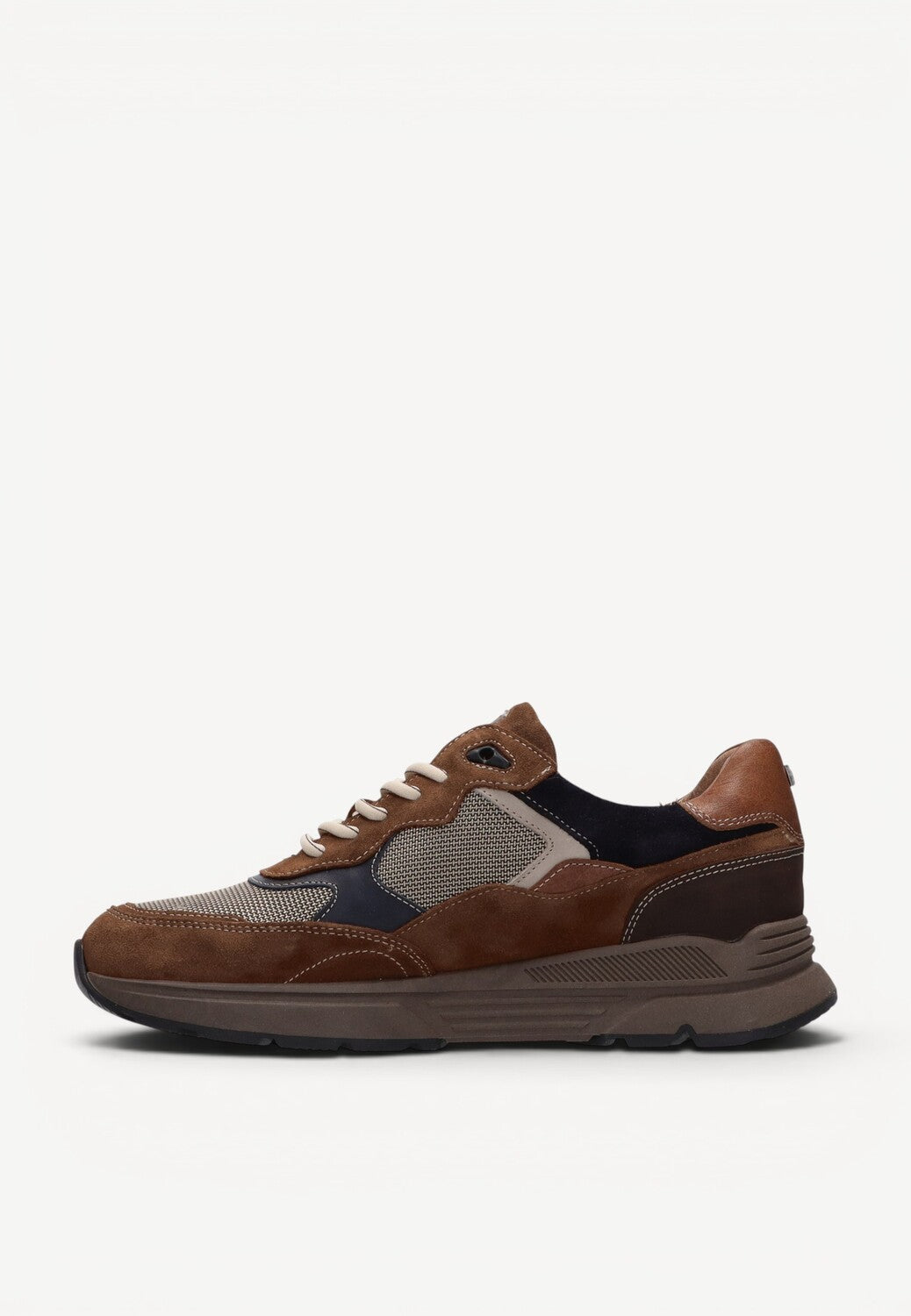 Heren veterschoenen-Bruin combi kleur
