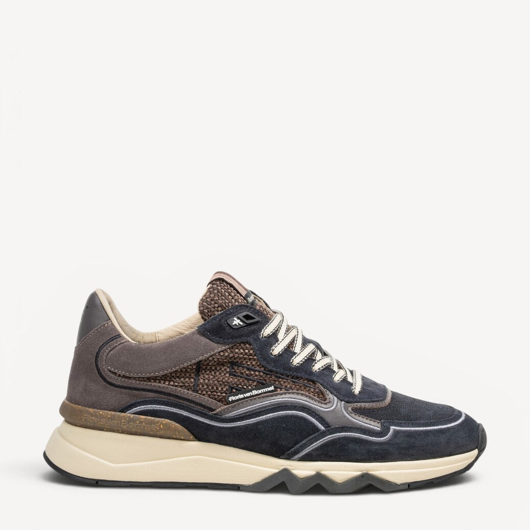 Heren veterschoenen-Blauw leer