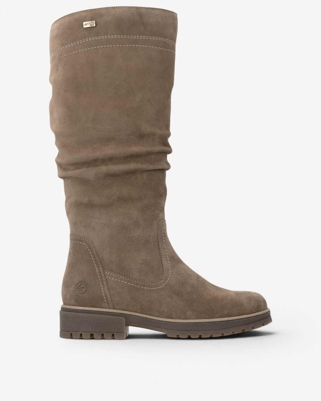DAMESLAARS LANG/HALFHOOG-Beige suède/nubuck