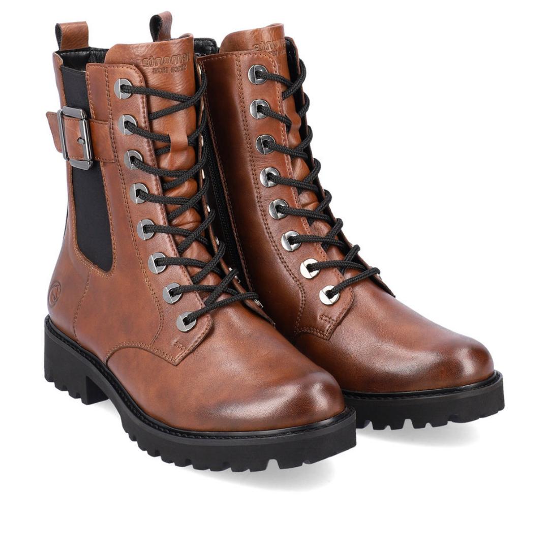 DAMES BOOTS+KORT LAARS-Bruin leer