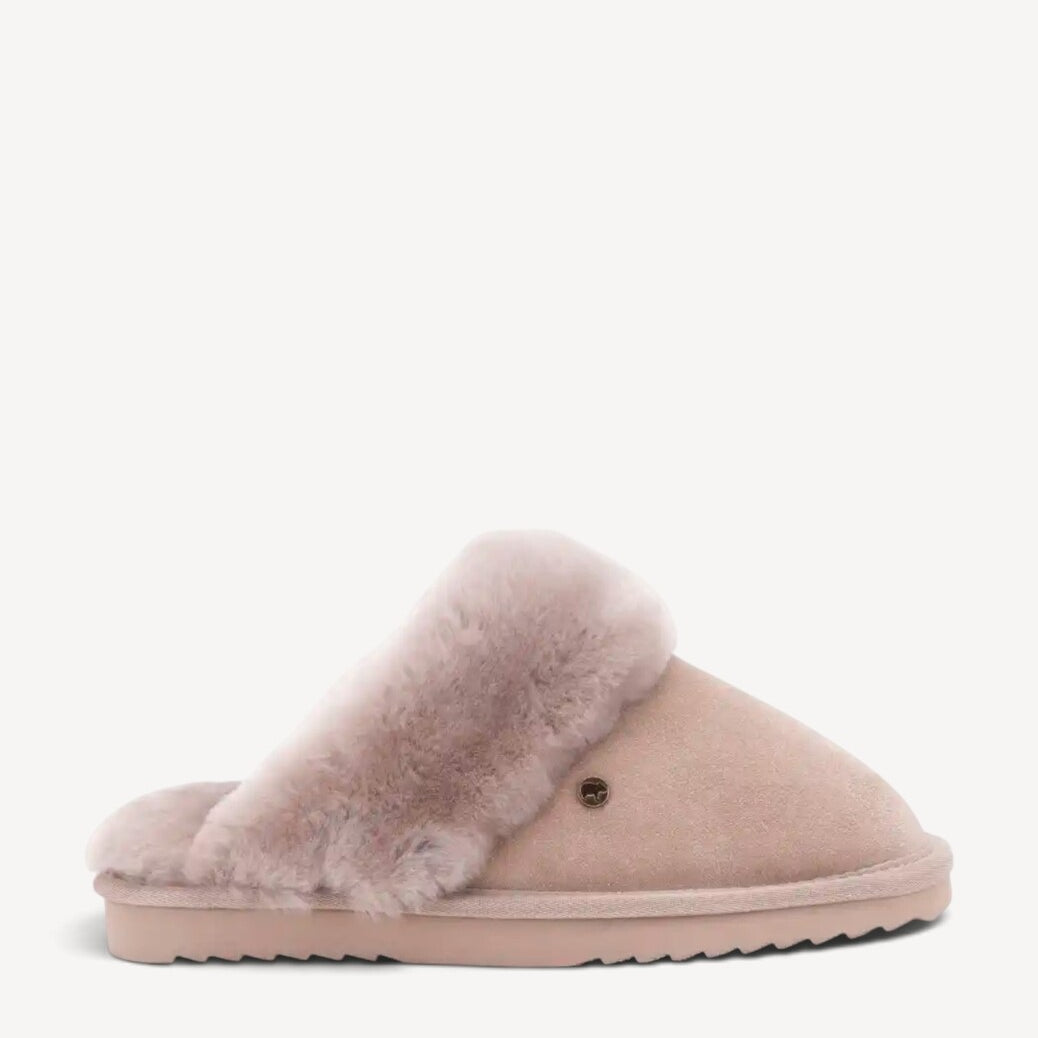 Dames dichte pantoffels-Beige suède/nubuck
