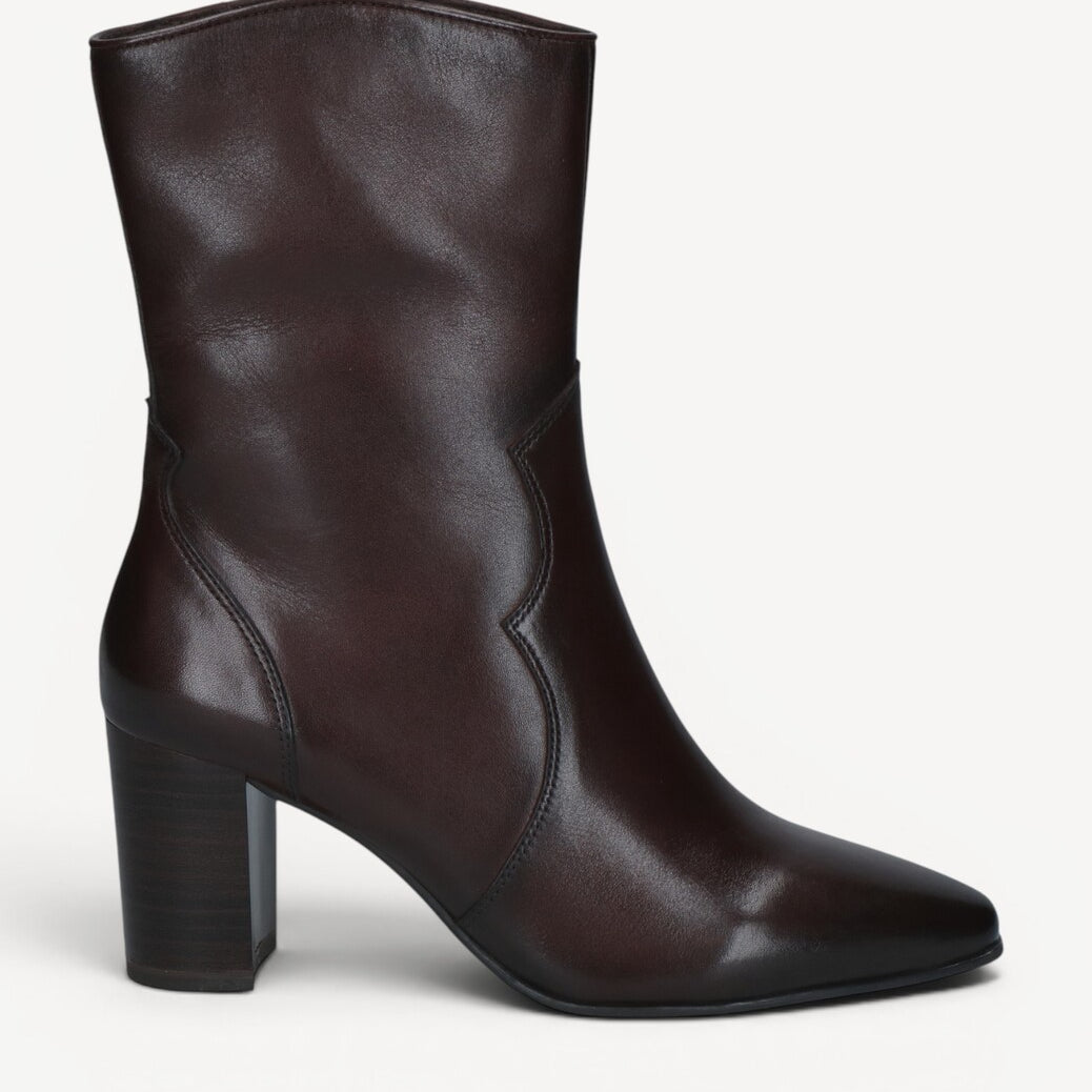 DAMES BOOTS+KORT LAARS-Bruin leer