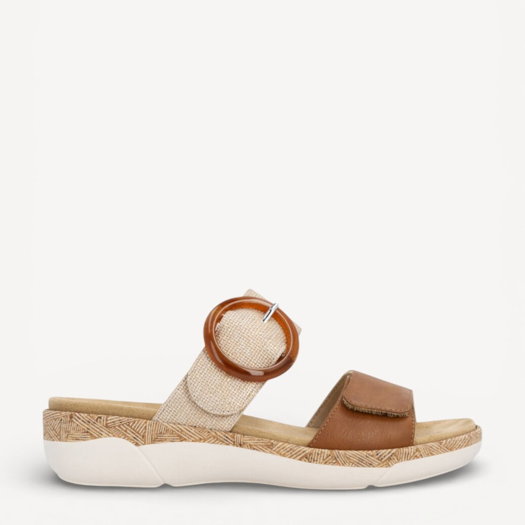 DAMES OPEN SCHOENEN-Bruin combi kleur