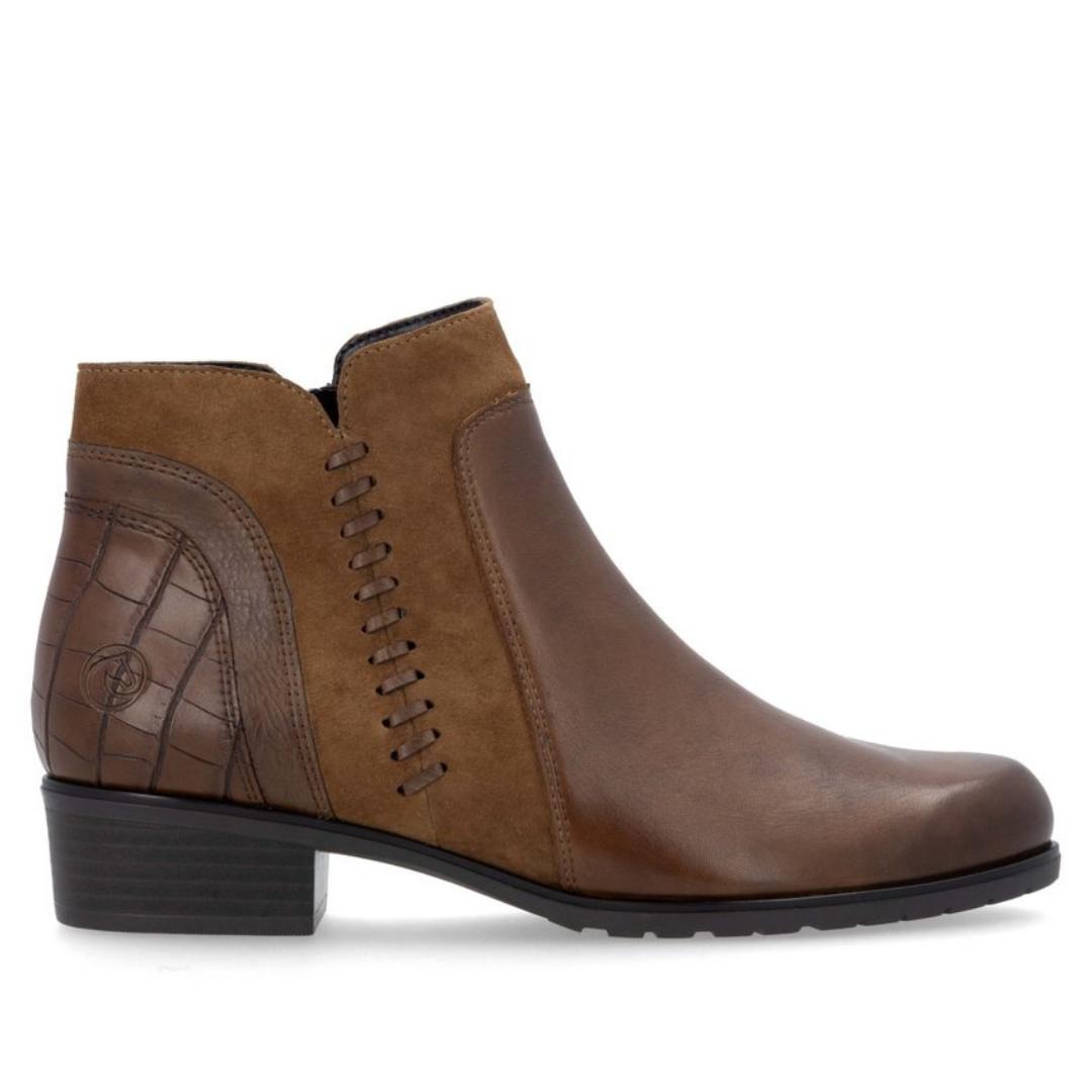 DAMES BOOTS+KORT LAARS-Bruin leer
